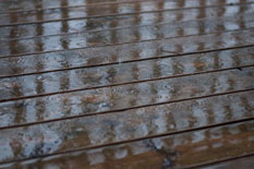 Water on slippery decking