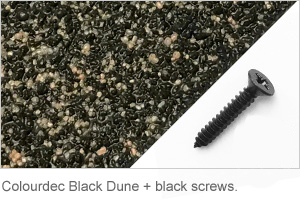 Colourdec Black Dune - black screw. Colourdec Black Dune - free black screws.
