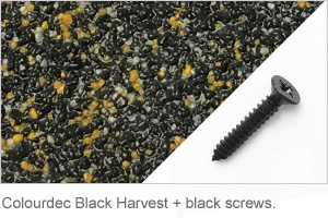 Colourdec Black Harvest - black screw. Colourdec Black Harvest - free black screws.