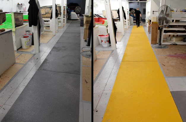 Manufacturing areas with anti slip floor covers for workplace safety. Manufacturing areas with anti slip floor covers for workplace safety.
